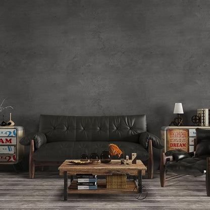 3yecao 24"×591" Darker Grey Black Wide Concrete Wallpaper Peel and Stick Extra Thick 3D Dark Gray Faux Contact Paper Textured Stained Vinyl Wrap Matte Wall Sticker for Walls Bedroom Basement Bathroom