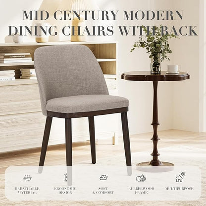 COLAMY Upholstered Dining Chairs Set of 4, Modern Kitchen Chairs with Back, Fabric Side Dining Room Chairs with Wood Legs for Kitchen Dining Room Restaurant, Camel