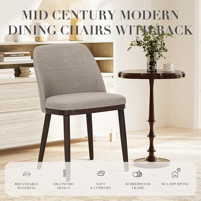 COLAMY Upholstered Dining Chairs Set of 2, Modern Kitchen Chairs with Back, Leather Side Dining Room Chairs with Wood Legs for Kitchen Dining Room Restaurant,Camel