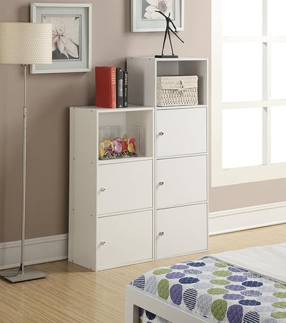 Convenience Concepts Xtra Storage Three-Door Bookcase in White Wood Finish