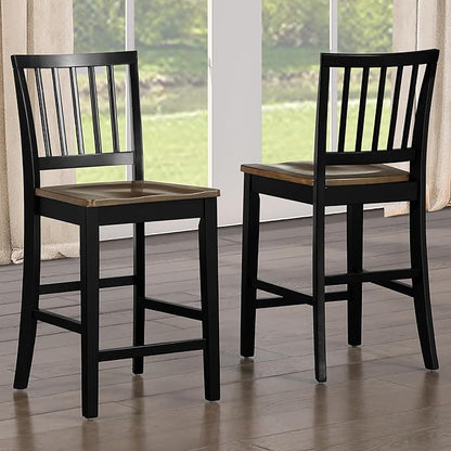 Steve Silver Furniture Joplin Counter Chairs, Set of 2 Chairs, 24-Inch Seat Height, SCooped Seats, Asian Hardwoods, Dining Room, Kitchen Island, Farmhouse Design, 20"L x 17"W x 39.5"H, Black, Brown
