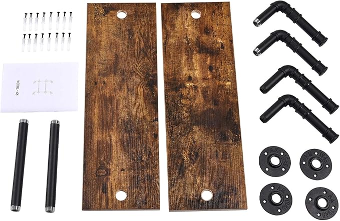 IBUYKE 26" Pipe Floating Shelves,2-Tiers Industrial Pipe Shelves, Rustic Wall Mount Bookshelf,Metal Bracket Storage Wall Shelf for Bedroom, Kitchen, Living Room, Bathroom RF-TM004