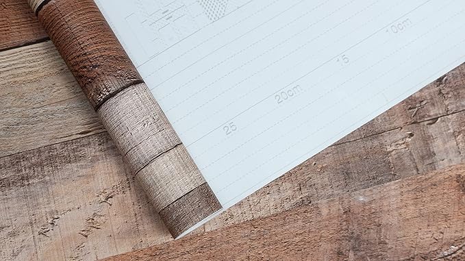 Yun-aeon Natural Wood-Cinnamon Wood Contact Paper Peel and Stick Wallpaper 17.3"x 400"Self Adhesive Removable Vintage Faux Wood Wall Paper Plank Shelf Home Decoration Kitchen Counter Cover Use