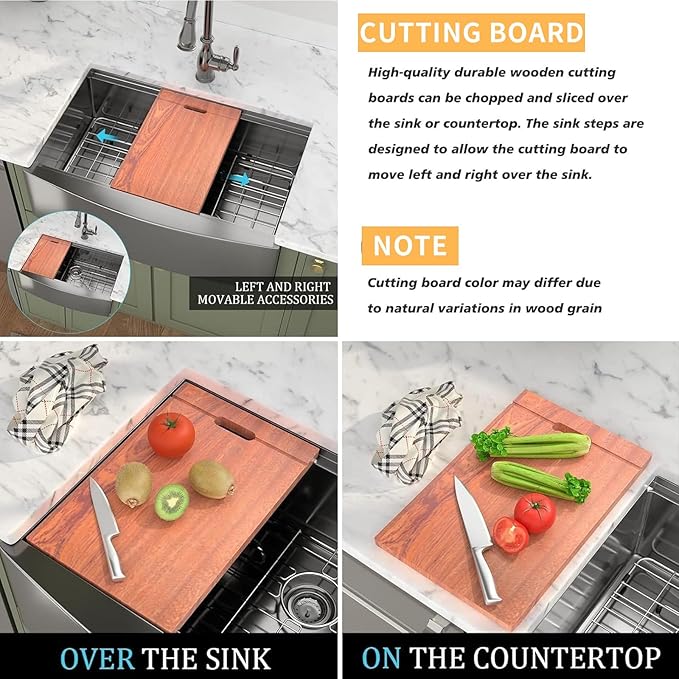 Black Farmhouse Kitchen Sink - Mocoloo 33 Inch Undermount Sinks Gunmetal Black Stainless Steel 16 Gauge Apron Single Bowl Ledge Workstation Farm Sink, 33''x22''x10''