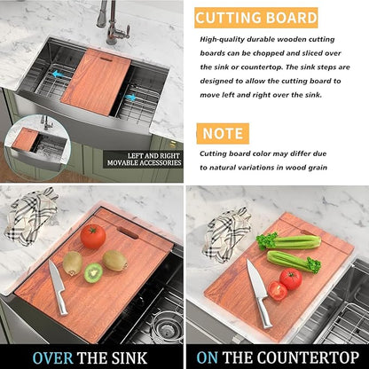 Black Farmhouse Kitchen Sink - Mocoloo 33 Inch Undermount Sinks Gunmetal Black Stainless Steel 16 Gauge Apron Single Bowl Ledge Workstation Farm Sink, 33''x22''x10''