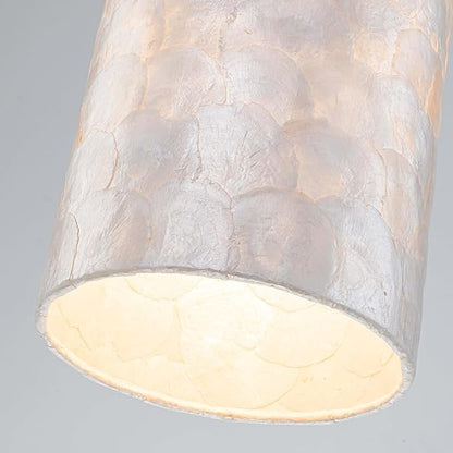 LumFurn 1-Light Capiz Shell Chandelier, Coastal Design Modern Pendant Light Fixture for Dining Room, Living Room, Kitchen Island, D7 x H18~66"(Adjustable Height), Shell Lampshade & Chrome Finish Frame