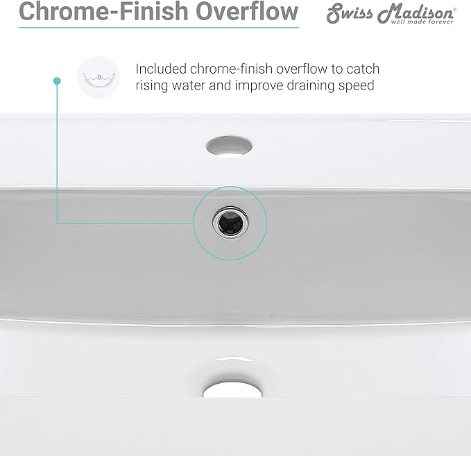 Swiss Madison Well Made Forever SM-VT327 Voltaire Vanity Top Sink, Glossy White