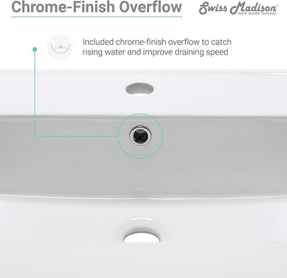 Swiss Madison Well Made Forever SM-VT328 Voltaire Vanity Top Sink, Glossy White
