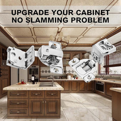 (2 Pack) 1-1/2 Inch Overlay Soft Close Cabinet Hinges, Kitchen Concealed Hinges for Face Frame Door, European Hinges with Brushed Nickel