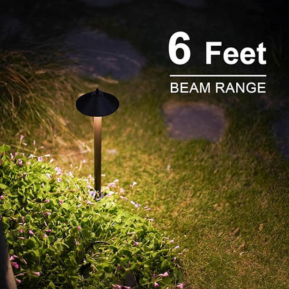 GOODSMANN Landscape Lighting Outdoor Low Voltage Landscape Lighting Kits 8PK Pathway Lights Wired 1.2W 40 Lumen 2700K Metal 12V AC Brown Electric Sidewalk Walkway Lights with Cable Connectors
