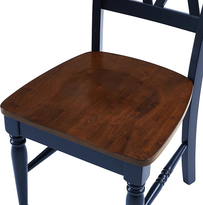 Crosley Furniture Shelby Traditional Wood X-Back Dining Room Chairs Set of 4, Kitchen Chair, Navy