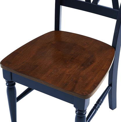 Crosley Furniture Shelby Traditional Wood X-Back Dining Room Chairs Set of 2, Kitchen Chair, Navy