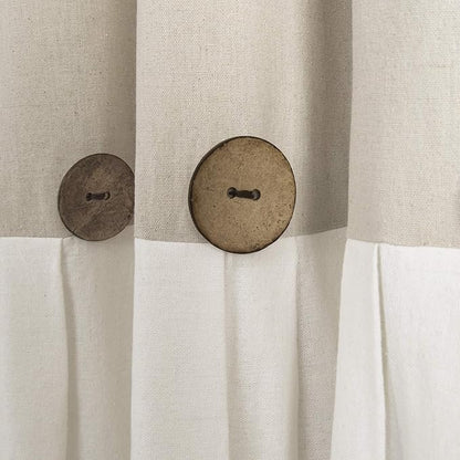 Lush Decor Linen Button Window Curtain Panel, Single, 40" W x 120" L, Linen - Country Curtains - Rustic Decor - Color Block Modern Farmhouse Curtains For Living Room, Bedroom & Dining Room