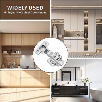 10 Pack Full Overlay Soft Close Cabinet Hinges 105° Frameless 3 Way Adjustable Soft Close Hinges for Cabinet Doors Kitchen Cabinet Door Hinges with Screws Bright Nickel