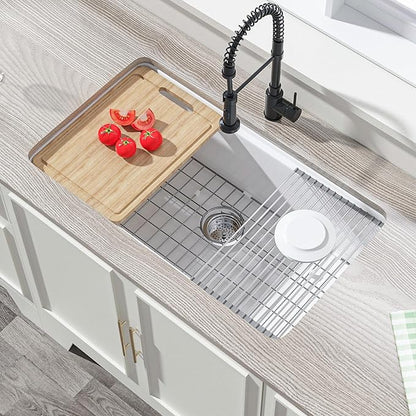 Miuara White Undermount Workstation Kitchen Sink 33 Inch - Large Topmount Fireclay Drop In Sink 33"x19"x10", Dual Mount Heavy Duty Deep Single Bowl, with 4 Custom Accessories, for Kitchen, Island