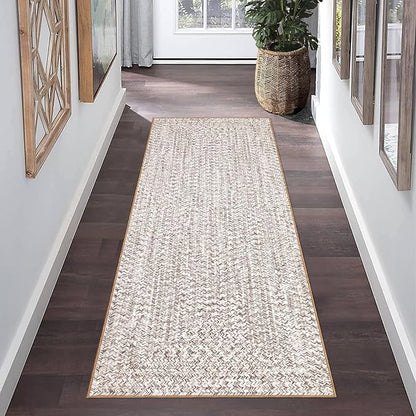 Printed Runner Rugs for Hallway 2x8 Rug Kitchen Rugs Non Slip Washable Modern Rug Soft Hallway Runner Contemporary Low Pile Area Rug for Living Room Bedroom Decor Nursery Rug, Beige/Grey