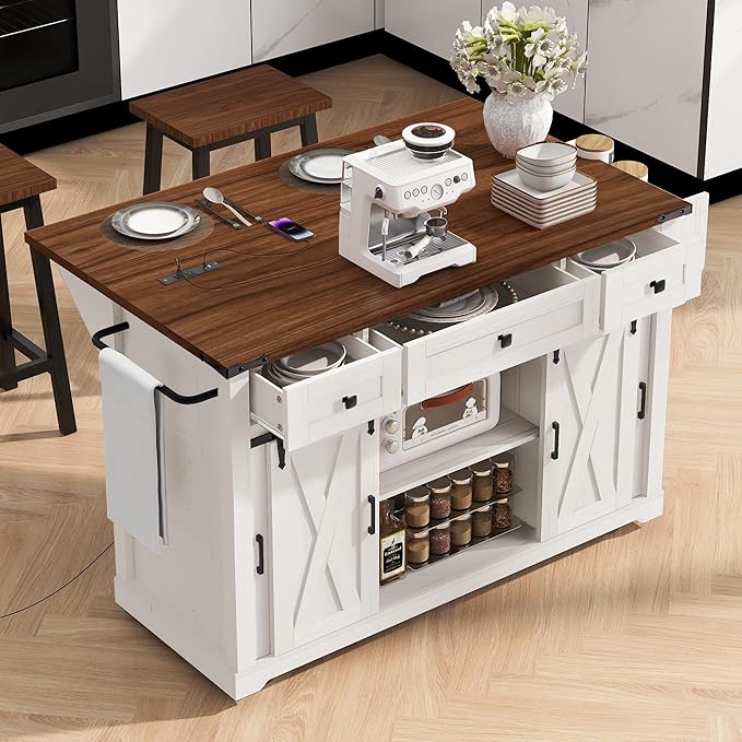 Modern Dining Table Expandable Kitchen Island with Counter Wood Table Console Luxury Easy Clean Living Decor,White