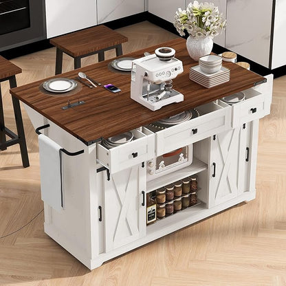 Modern Dining Table Expandable Kitchen Island with Counter Wood Table Console Luxury Easy Clean Living Decor,White