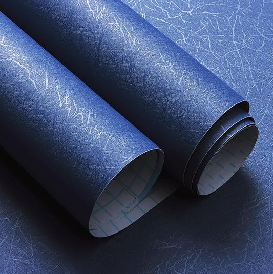 Safiyya Contact Paper Blue Silk Wallpaper Textured Peel and Stick Wallpaper Removable Embossed Self Adhesive Wall Paper for Walls Vinyl Rolls 17.3 inch X 78.7 inch