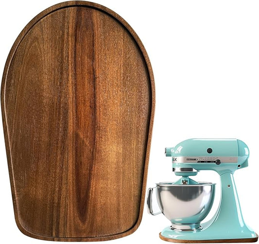 Acacia Wood Mixer Slider Mat for Kitchen Aid 4.5-5 Qt Tilt-Head Stand Mixer Kitchen Appliance Slider Tray Countertop Storage Attachments