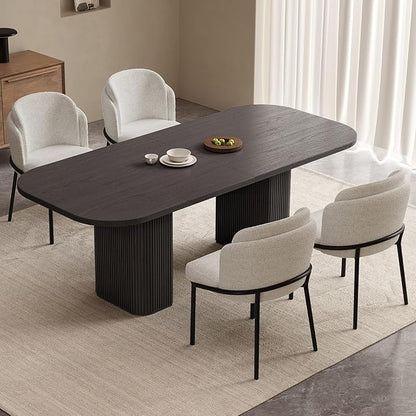 Miuuod 5-Piece 65" Wooden Dining Set, Dining Table & Chair for 6, Includes Dining Table,4 Upholstered Chairs,with Wood Legs,Table Set for Dining Room, Kitchen, Black