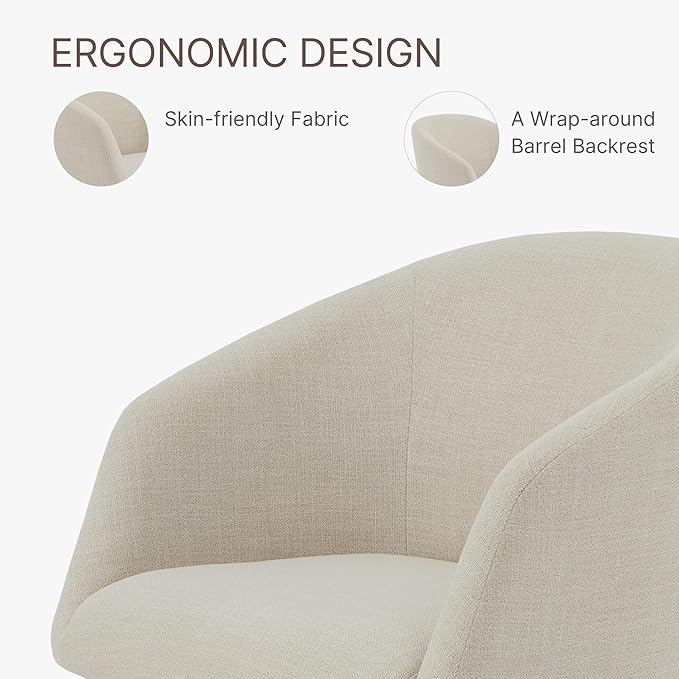 KISLOT Swivel Dining Chairs Modern Accent Armchair Side Deskchair for Diningroom Vanity Bedroom Livingroom Reading Room,Linen,1 Box