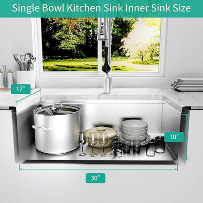 LQS 32 Inch Undermount Kitchen Sink, 32” x 19” Stainless Steel Kitchen Sink, Undermount Sinks, Handmade Deep Single Bowl Sinks with R10 Round Corner and Abundant Accessories