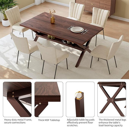 HIPIHOM 63 Inch MDF Table Set for Small Spaces, Kitchen Table with Dining Chairs, Heavy Duty Metal Legs, Ideal as a Tiny Desk Alternative, Home Office Desk
