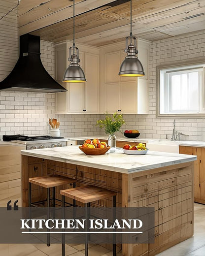 Pendant Lights Kitchen Island, Farmhouse Hanging Lights Fixtures with Metal Shade, Rustic Kitchen Pendant Lighting Over Island for Dining Room, Oil Rubbed Bronze, AD-2151-1P-ORB