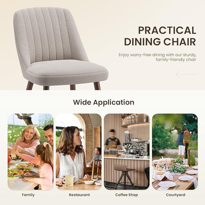 MALOL Upholstered Dining Chairs Set of 6, Modern Fabric Kitchen Chairs with Back, Wood Legs for Kitchen Dining Room Restaurant, Camel