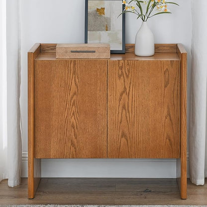 Amposei Modern Vintage Small Sideboard 34-Inch Entryway Storage Cabinet Coffee Bar Cabinet with Adjustable Shelf for Living Dining Room Kitchen Hallway, Walnut