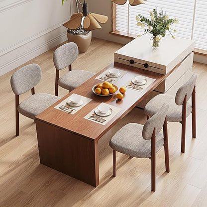 Modern Dining Room Chairs Set of 2 Upholstered Kitchen & Dining Chairs with Metal Legs for Dining Room Kitchen Living Room, Brown/Walnut Linen