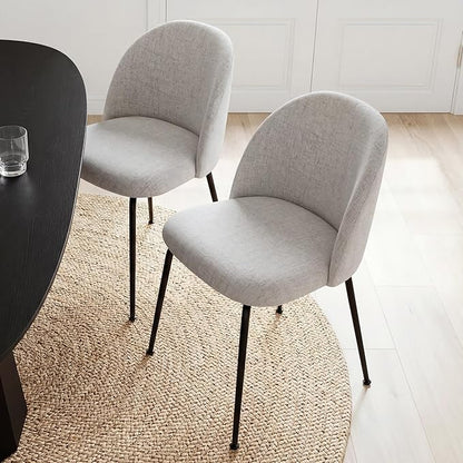Casaphoria Dining Chairs Set of 2, Modern Gray and Black Upholstered Accent Chairs with Metal Legs, Ergonomic Comfy Vanity Chair for Kitchen, Living Room, and Bedroom