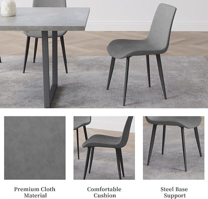 HIPIHOM 5 Piece Dining Table Set, 42.9 Inch Modern Kitchen Dining Table and Leather Dining Chairs for Kitchen Dining Room (Table + 4 Grey Chairs)