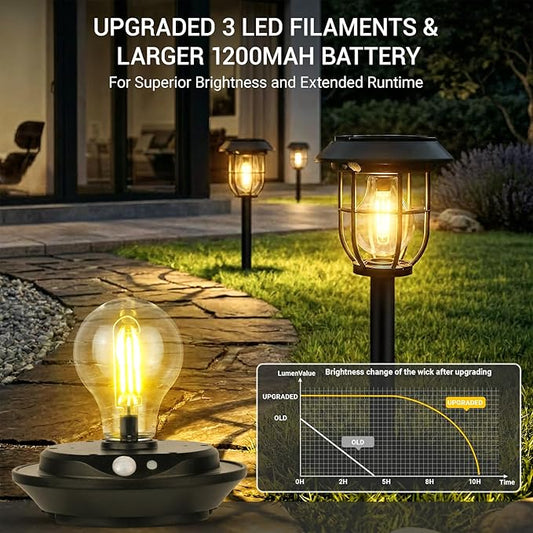 Solar Lights Outdoor, 6 Pack Waterproof LED Pathway Lights with 3 Adjustable Modes, Auto On/Off Lighting for Garden, Yard, Walkway, Driveway, Porch, Hanging on Trees or Tabletop, Warm White