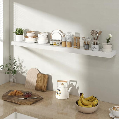 Acovy 48 Inch Floating Shelves for Wall 1 Pack, 48" Wall Shelves for Books, Storage, Decor, Wall Mounted Floating Shelf with Invisible Brackets for Kitchen, Living Room, White