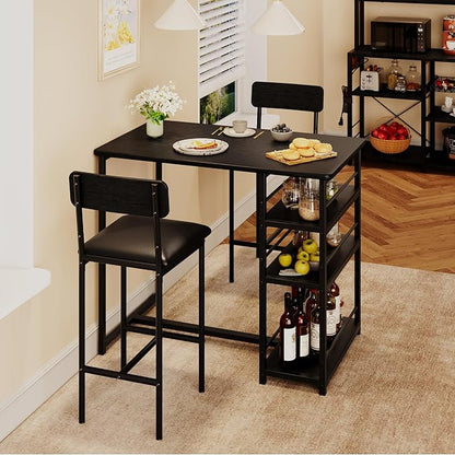 GAOMON Bar Stools Set of 2, Kitchen Bar Stools with Footrest, Black Metal Frame Upholstered PU Leather Bar Chairs with Footrest for Kitchen Island Home, Easy Assembly,Black