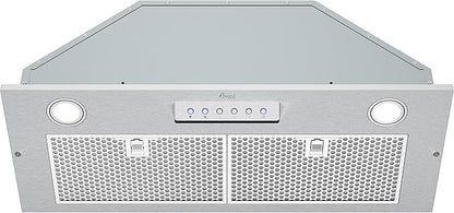 Awoco 11-3/4"D Built-in/Insert Stainless Steel Range Hood, 4-Speed, 600 CFM, LED Lights, Mesh Filters for Wood Hood (36"W 12"D Mesh Filters)
