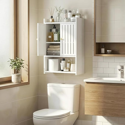 HAYOFAMY Wall Bathroom Storage Cabinet, 4-Tier Medicine Cabinet with Door, Bath Shelf Organizer for Living Room Kitchen Entryway Small Space (7.9" D x 15.7" W x 23.6" H)