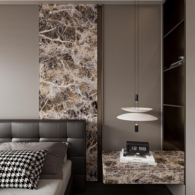 BAYYA Brown Marble Paper Granite Peel and Stick Kitchen Backsplash Wallpaper Matte Marble Vinyl Wrap Waterproof Table Sticker Cover Self Adhesive Contact Paper for Countertops Counter Vinyl Film