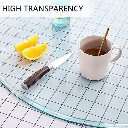 30" Clear Round Glass Table Top, Thick Tempered Glass with Smooth Polished Edge, Ideal for Kitchen, Living Room, Office or Patio Table Replacement