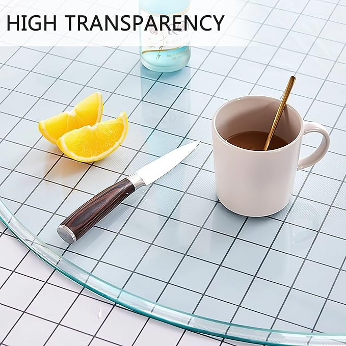 20" Clear Round Glass Table Top, Thick Tempered Glass with Smooth Polished Edge, Ideal for Kitchen, Living Room, Office or Patio Table Replacement