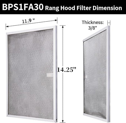 BPS1FA30 Range Hood Filter Replacement for 30-Inch Broan Nutone QS1 WS1, Allure Grease Filter, Replaces 99010299,S99010305,AP3378953 Range Hood Filters 11-3/4" X 14-1/4" X 3/8" Aluminum (4 Pack)