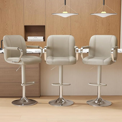 MALOL Set of 3 Beige Counter Chairs with Backs – Adjustable Swivel High Chairs for Kitchen Island, Modern Seating, Taburetes para Barra de Cocina, Island Stools for Home Bar