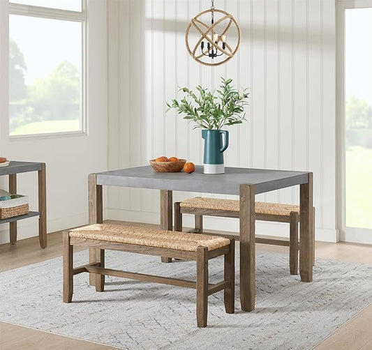 Alaterre Furniture Newport Dining Table Set, Concrete Gray