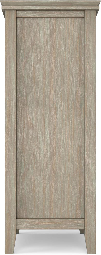 SIMPLIHOME Artisan SOLID WOOD 38 inch Wide Transitional Medium Storage Cabinet in Distressed Grey for the Living Room, Entryway and Family Room