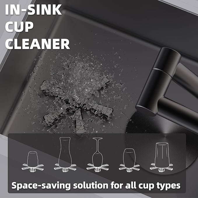 TORVA RV Sink, 12 x 17 Inch Undermount Bar Sink Premium Stainless Steel RV Kitchen Sink with Hideaway Faucet and Cup Rinser, Dark Grey