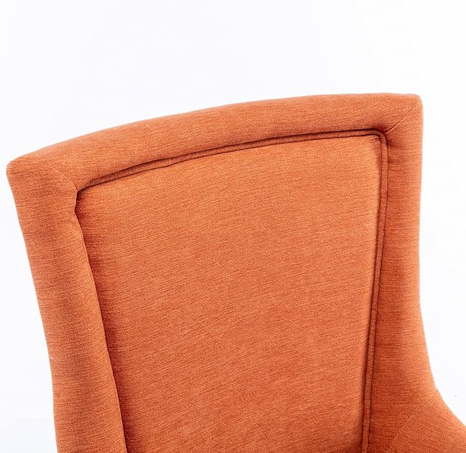 Set of 2 Side Dining Chair, Thickened Fabric Chairs with Neutral Toned Solid Wood Legs, Bronze Nail Head Accent, Sturdy and Durable, for Living Room Dining Room, Elegant and Stylish Furniture, Orange