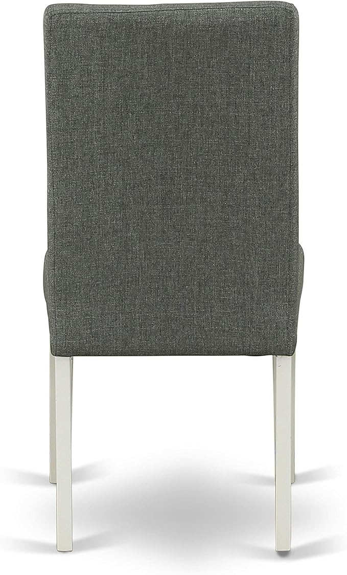 East West Furniture DRP2T07 Driscol Parson Dining Chairs - Gray Linen Fabric Padded Chairs, Set of 2, Linen White
