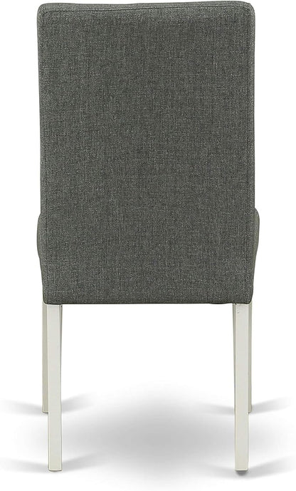 East West Furniture DRP2T07 Driscol Parson Dining Chairs - Gray Linen Fabric Padded Chairs, Set of 2, Linen White